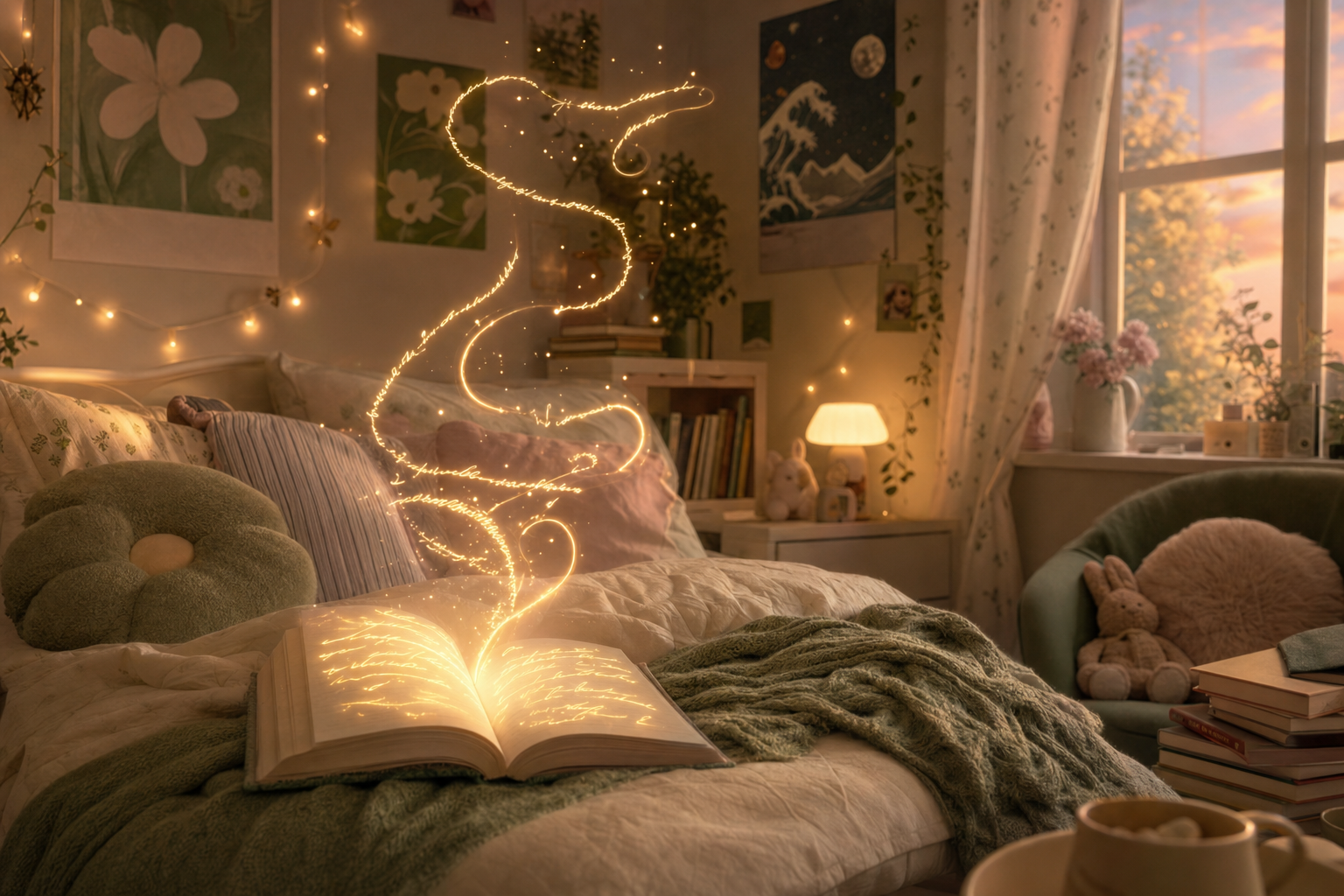 A surreal cozy cover showing a diary writing its own entries.