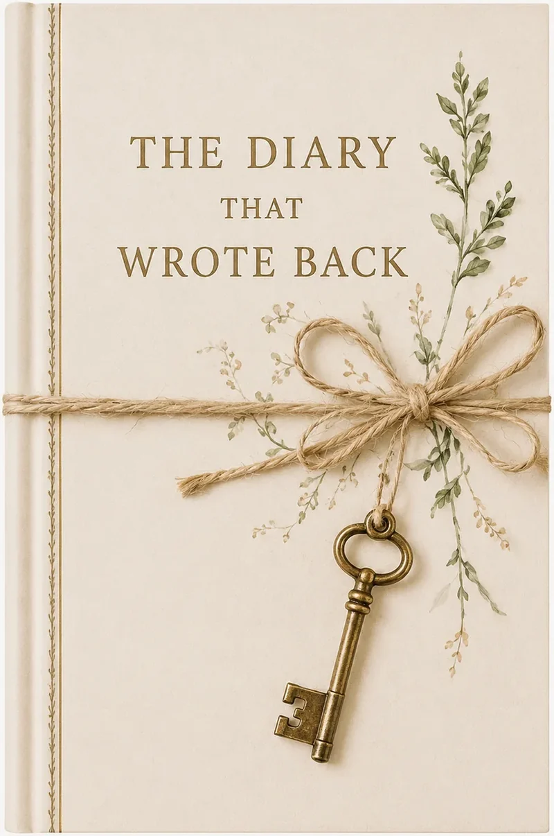 A surreal cozy cover showing a diary writing its own entries.