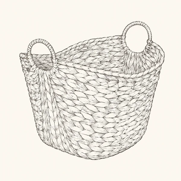 Illustrated sketch of a tall water hyacinth basket.