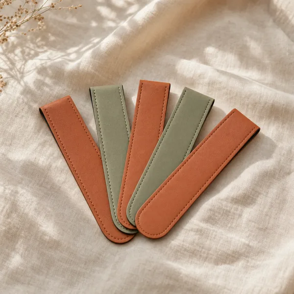 Leather and magnetic bookmark set