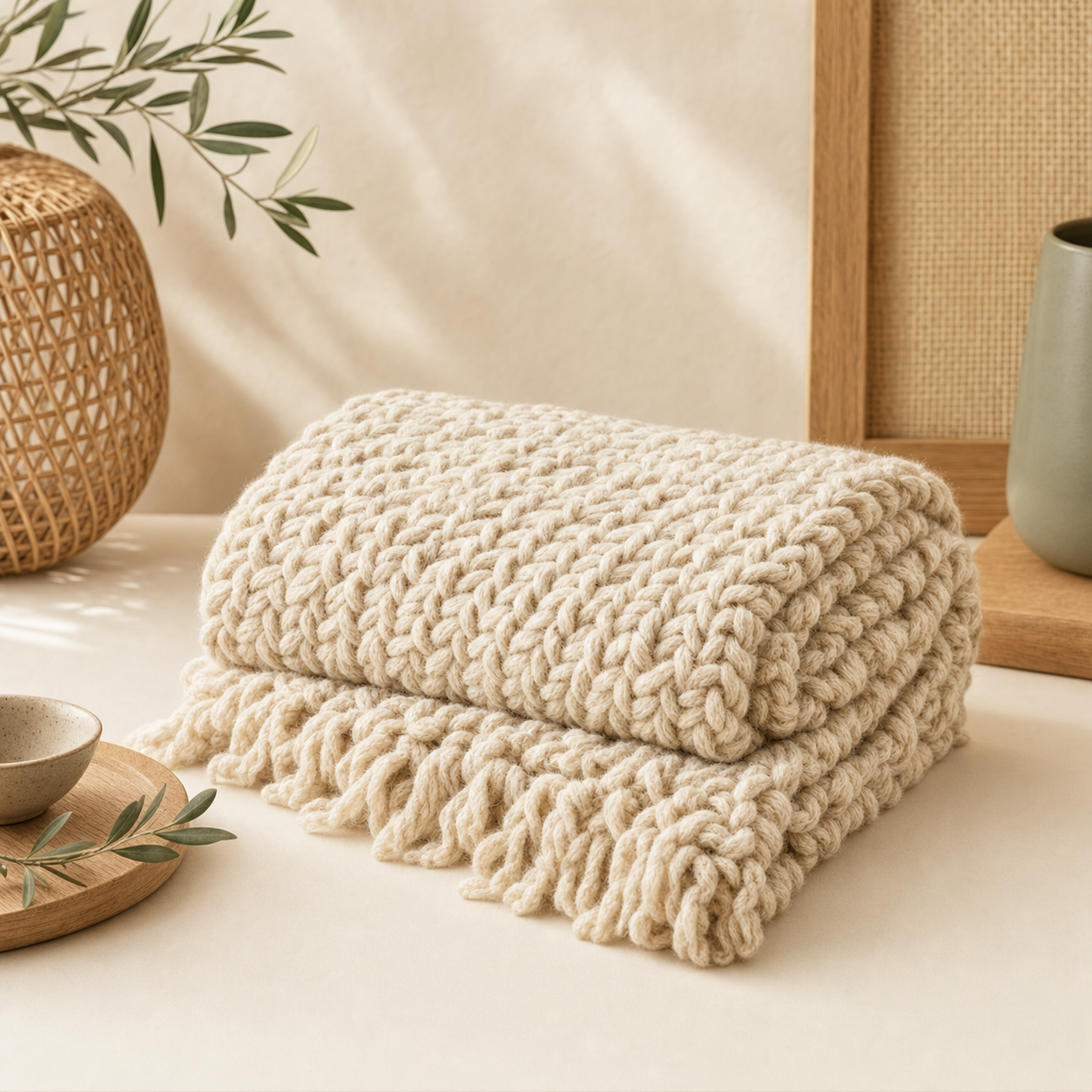 Chunky Knit Throw Blanket